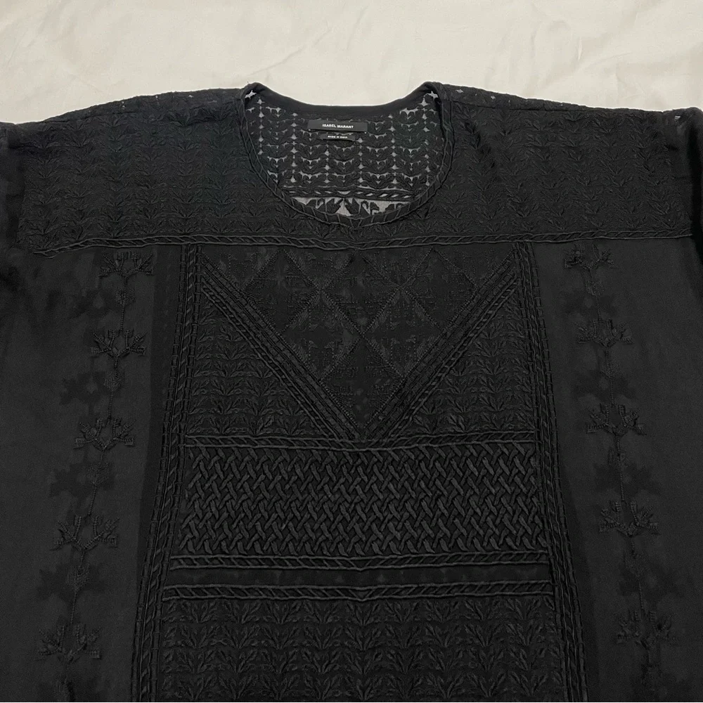 SOLD // Isabel Marant Embroidered Silk Dress Black Size 36 / Small - Picture 9 of 14